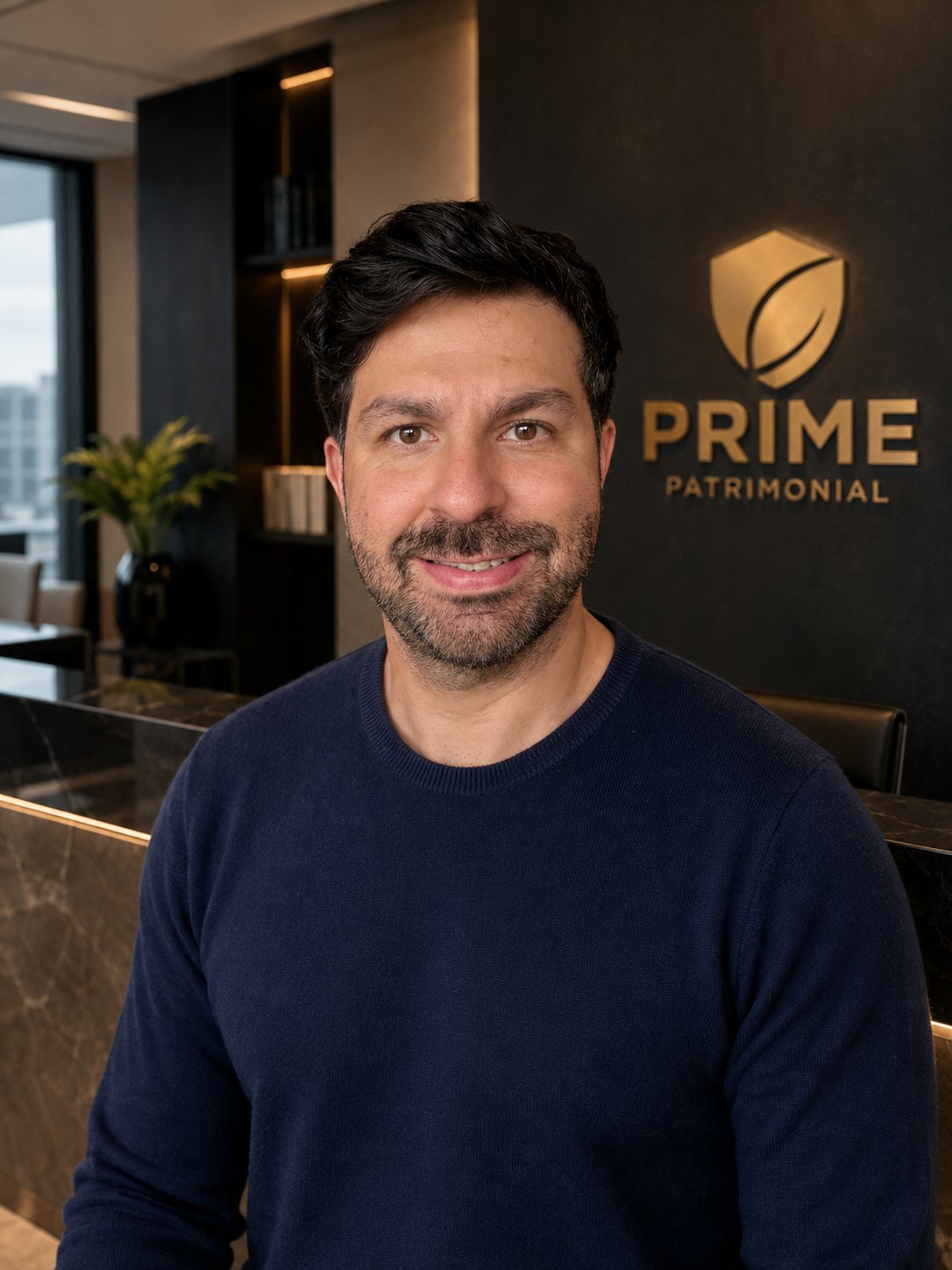 Breno, fundador da Prime Patrimonial, no escritório da Prime Patrimonial