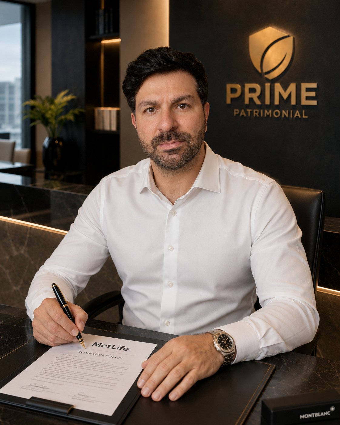 Breno, fundador da Prime Patrimonial, na sede da empresa